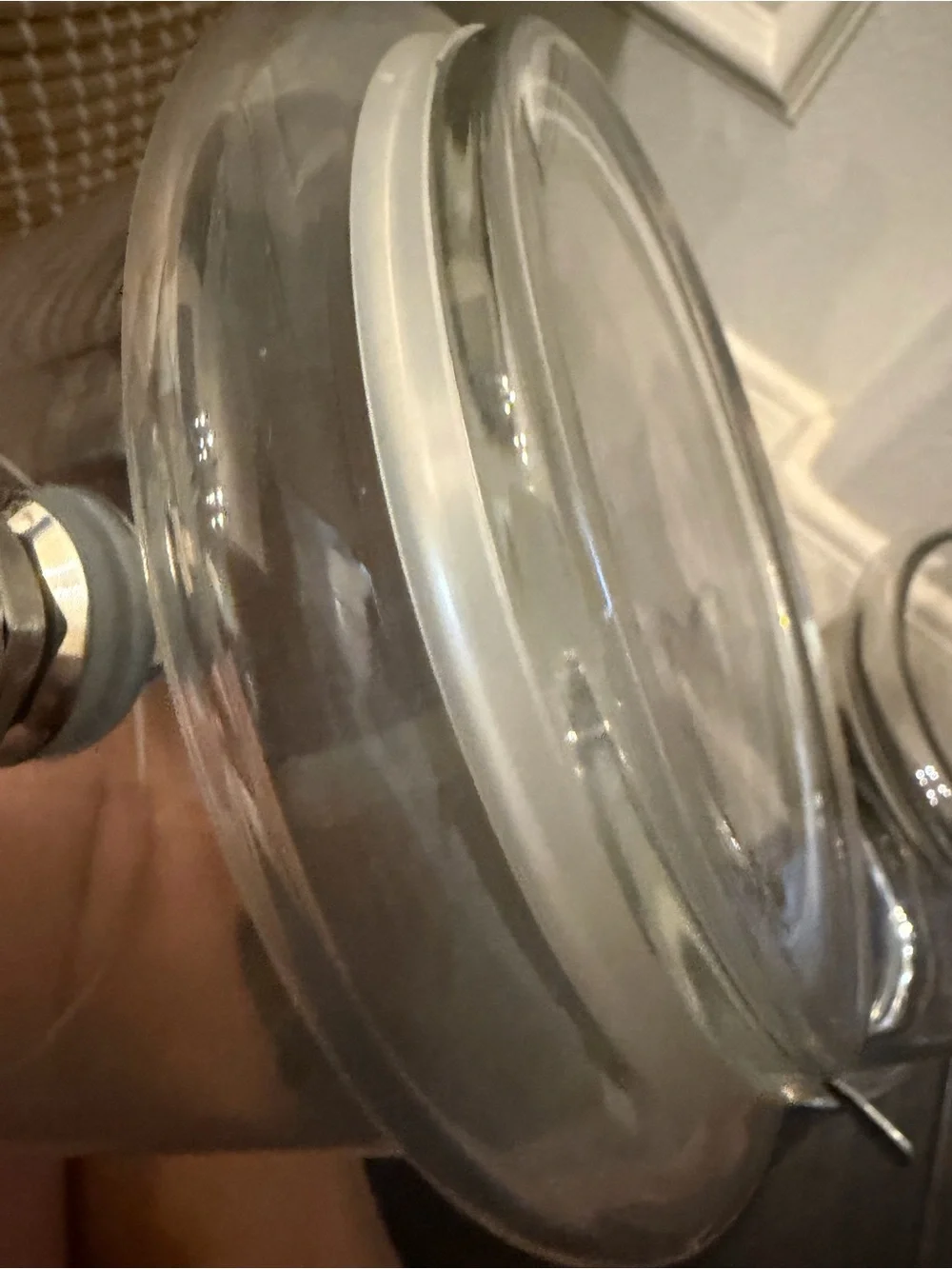 Pottery Barn Clear Glass Double-Tier Beverage Dispenser with Silver Spigots